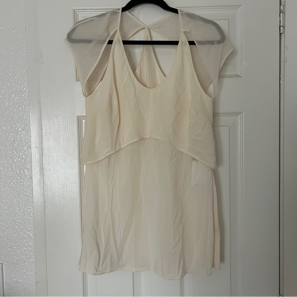 T by Alexander Wang silk cut out cream top